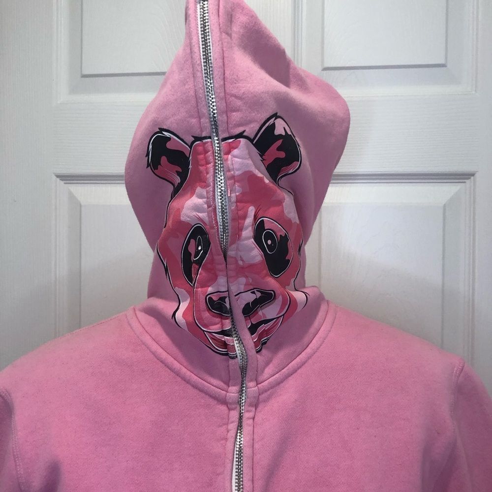 Made full zip pink panda hoodie, size small - Picture 3 of 10